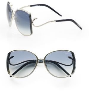 Roberto Cavalli Amaranto Ridged Metal Oversized Sunglasses/Palladium Blue