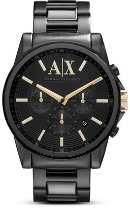Armani Exchange Black Stainless Steel Chronograph Watch, 45mm