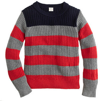 J.Crew Boys' chunky cotton sweater in colorblock stripe