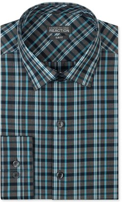 Kenneth Cole Reaction Slim-Fit Turquiose Check Dress Shirt