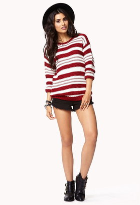 Forever 21 Striped Open-Knit Sweater