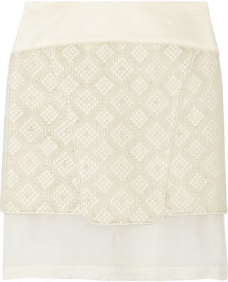Tibi Silk-crepe, organza and jacquard skirt