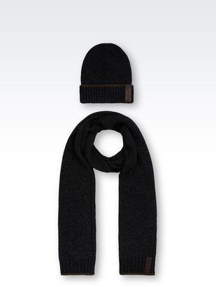 Armani Jeans Hat And Scarf In Wool Blend