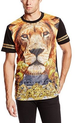 Southpole Men's Mesh and Single Jersey Sublimation T-Shirt with Lion Face Graphics