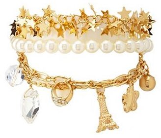 Charlotte Russe Star, Pearl & Eiffel Tower Charm Bracelet