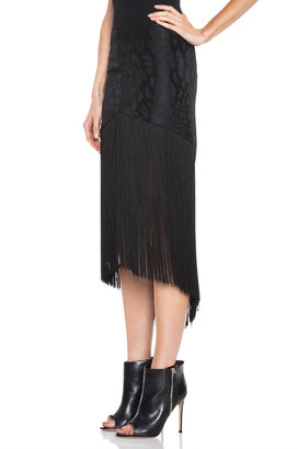 Rodarte Brocade Silk Skirt with Fringe
