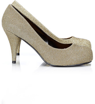 Wallis Gold Mid Heel Court Shoe