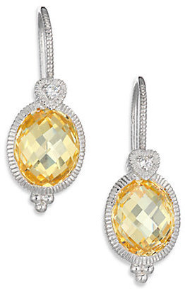 Judith Ripka La Petite Canary Crystal, White Sapphire & Sterling Silver Oval Drop Earrings