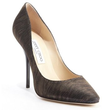 Jimmy Choo black and amber shimmering canvas 'Mimi' pumps