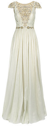Marchesa Pleated Embellished Gown