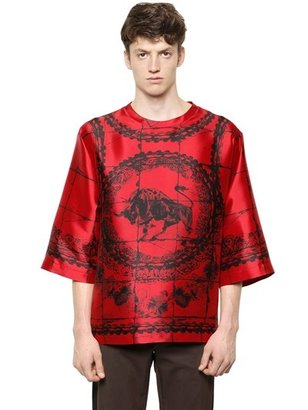 Dolce & Gabbana Oversize Printed Silk Shantung T-Shirt