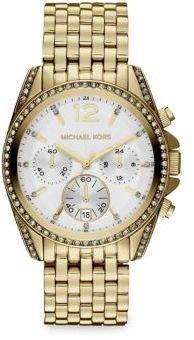 Michael Kors Pressley Goldtone Stainless Steel & Pave Crystal Bracelet Watch