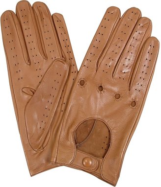 Forzieri Women's Tan Perforated Italian Leather Driving Gloves