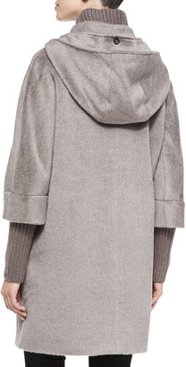 Cinzia Rocca Llama-Wool Toggle Coat, Taupe