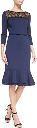 Erin Fetherston ERIN Amelia 3/4-Sleeve Dress W/ Lace Inset