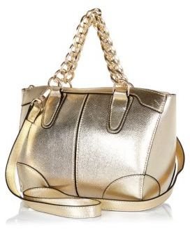 River Island Gold metallic chain handle mini bowler bag