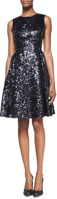 Kate Spade Sleeveless Sequined Fit-And-Flare Cocktail Dress