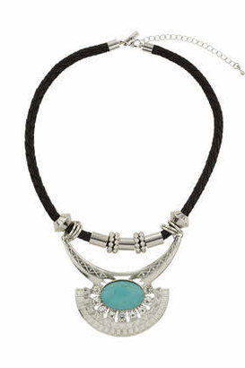 Topshop Womens Semi Precious Rhinestone Drop Necklace - Turquoise