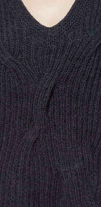 Max Studio Hand-Knit V-Neck Pullover