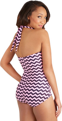 Esther Williams Bathing Beauty One-Piece Swimsuit in Pink Chevron