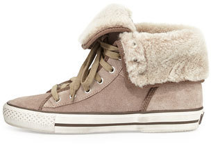 Ash Vanna Fold-Over High-Top Sneaker, Taupe