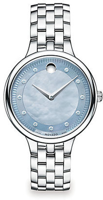 Movado Trevi Diamond, Grey Mother-Of-Pearl & Stainless Steel Bracelet Watch