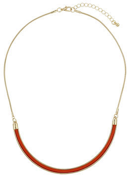 Topshop Womens Curved Bar Necklace - Orange