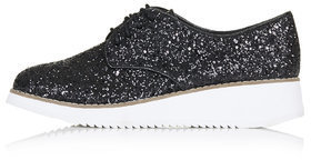 Topshop Womens FLISS Glitter Flatform Shoes - Black