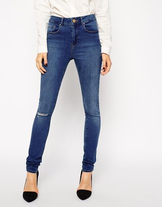ASOS Ridley Jeans in Mount Eden Wash with Ripped Knee