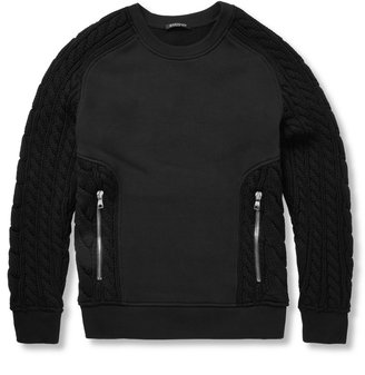 Balmain Cotton and Merino Wool-Blend Panelled Sweater