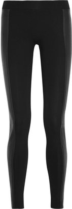 DKNY Leather-paneled stretch-jersey leggings