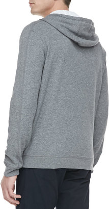 Vince Jersey-Lined Heather Hoodie, Charcoal
