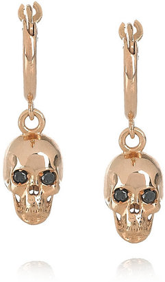 Ileana Makri Skull 18-karat rose gold and diamond earrings