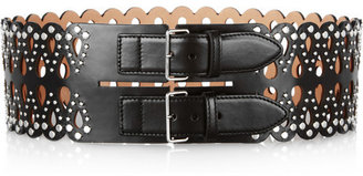 Alaia Studded laser-cut leather waist belt