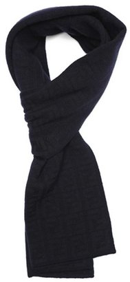 Fendi blue wool blend knit zucca print scarf