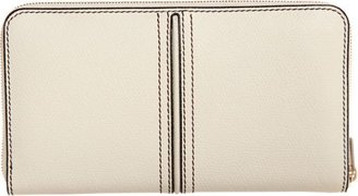 Valextra Zip Wallet with Center Costa Detail-White
