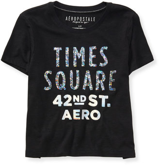 Aeropostale Sequin Times Square Boxy Crop Tee