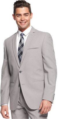 Bar III Suit Grey Tonal Seersucker Slim Fit
