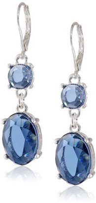 Anne Klein A Stones Throw" Silver-Tone and Blue Double Leverback Drop Earrings