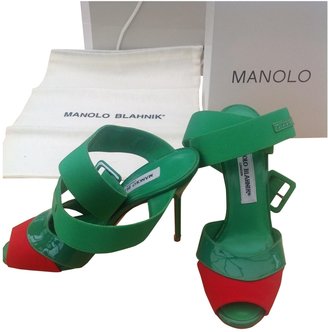 Manolo Blahnik Green Leather Sandals