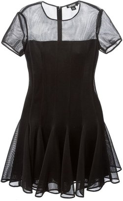 DKNY sheer top flared dress