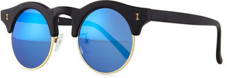 Illesteva Corsica Mirrored Round Sunglasses, Black