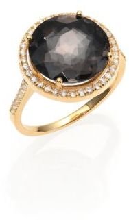Suzanne Kalan Black Night Quartz, White Sapphire & 14K Yellow Gold Ring