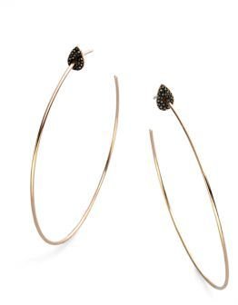 Black Diamond Diane Kordas & 18K Rose Gold Teardrop Hoop Earrings/2.25"