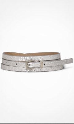 Express Crinkled Metallic Skinny Belt