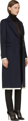 Alexander McQueen Navy Wool & Cashmere Coat