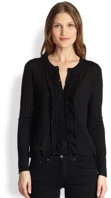RED Valentino Wool Ruffle-Front Cardigan