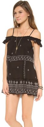 Free People Embroidered Flounce Top