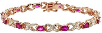 Lab-Created Ruby and Diamond Accent 14k Rose Gold-Plated XO Bracelet