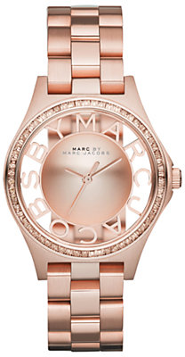 Marc by Marc Jacobs MBM3337 Women's Henry Skeleton Glitz Bracelet Watch, Rose Gold